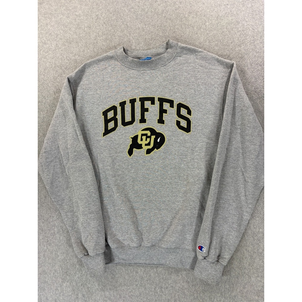 Colorado Buffalos Champion Screened Logo Crew Sweatshirt (Men's Medium) Gray